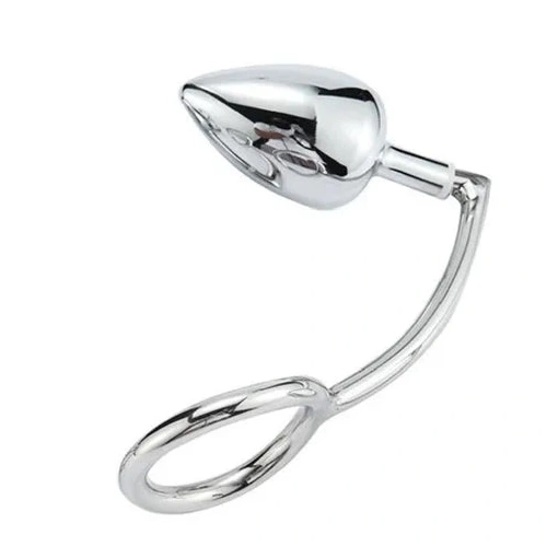 DiscreetChoice 4663 Steel Cock with Anal Ring Set Stainless Hook 0129